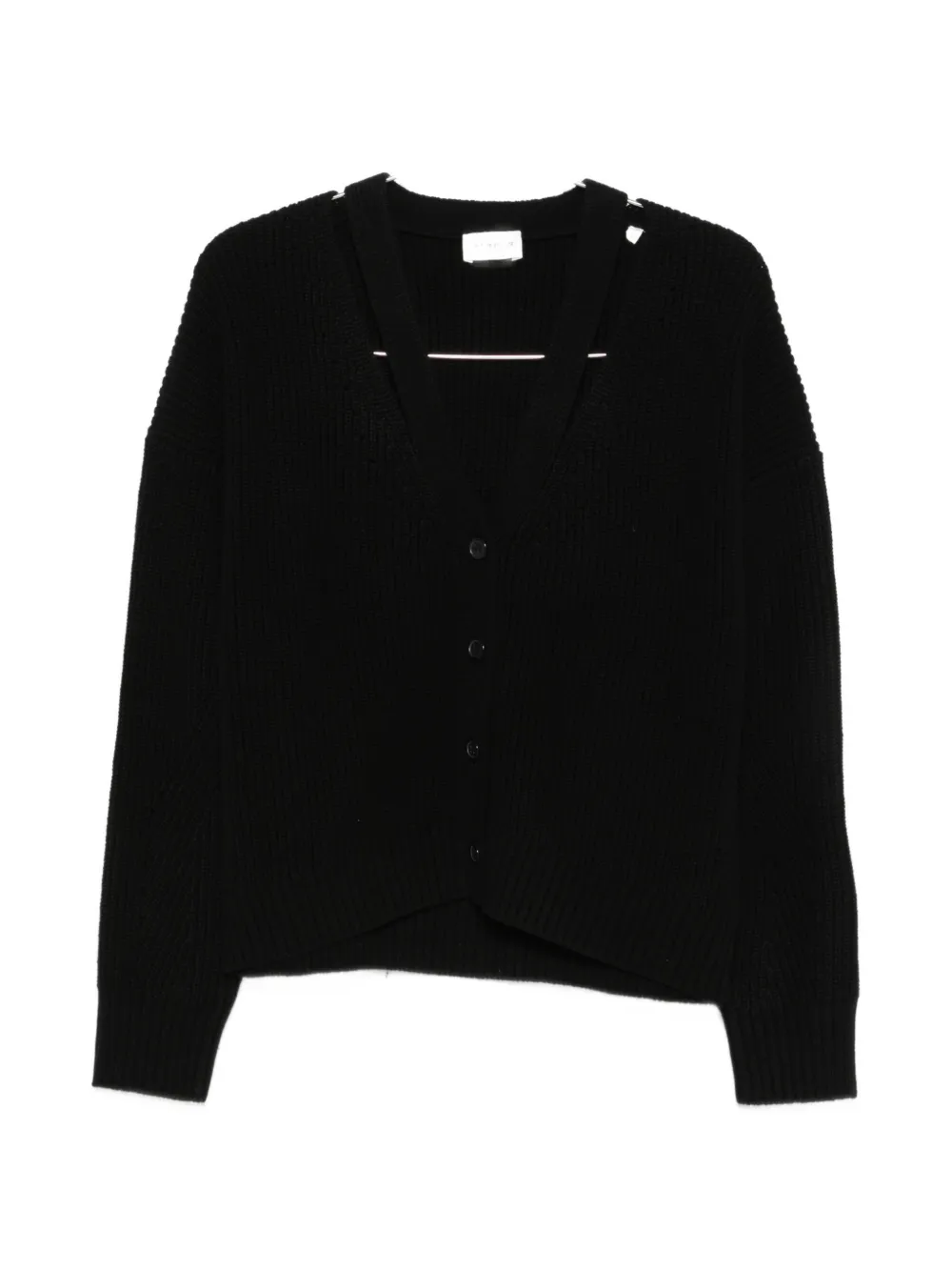 P.a.r.o.s.h Ribbed-knit Cut-out Cardigan In Black