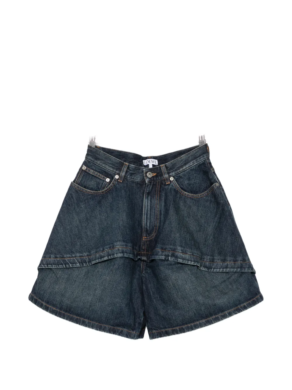LOEWE layered-panel jeans shorts - Blue