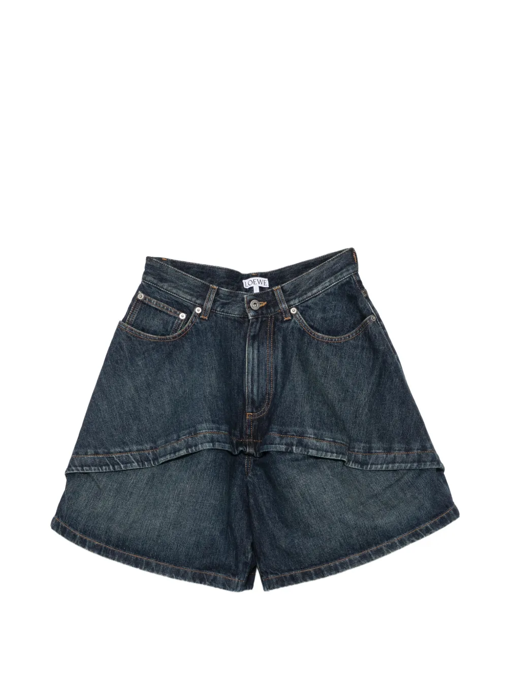 LOEWE layered-panel jeans shorts - Blu