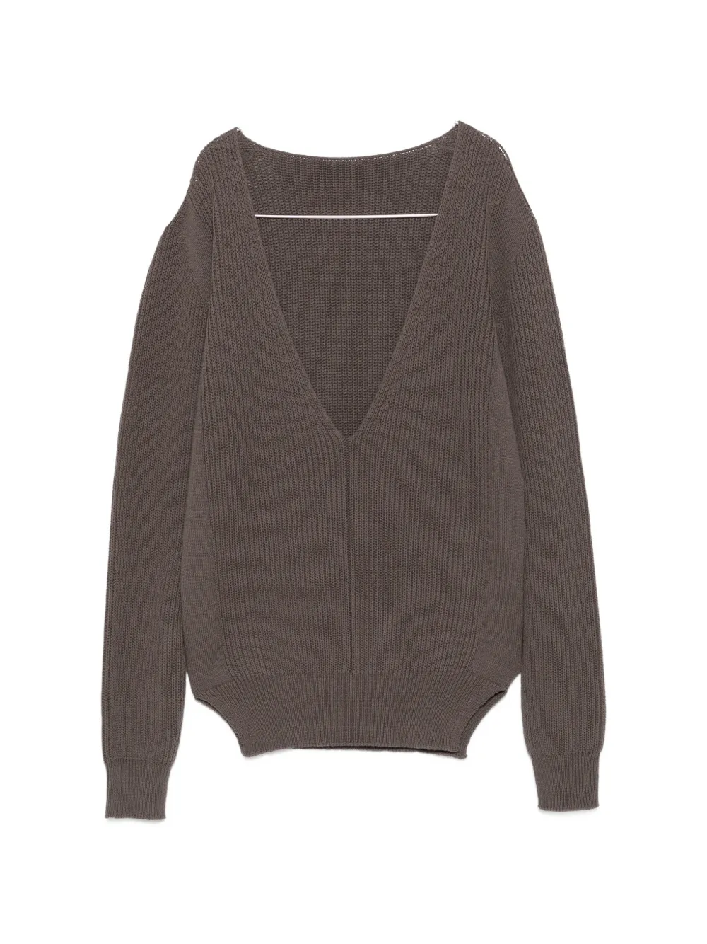Rick Owens V-neck ribbed-knit sweater - Grau