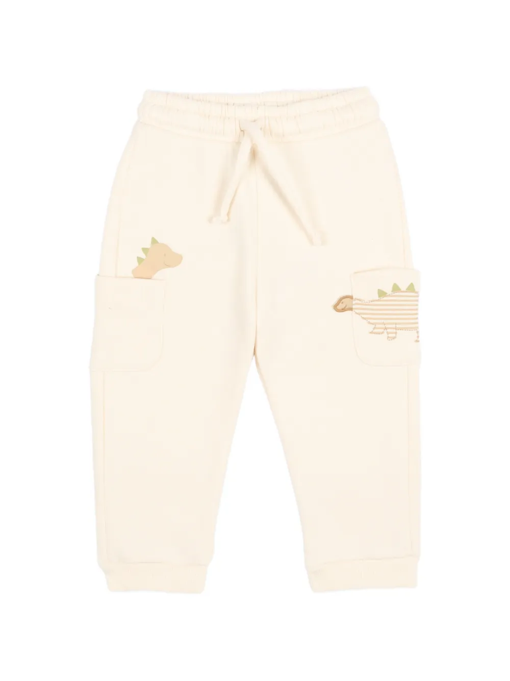 Mayoral dinosaur-patch track pants Beige