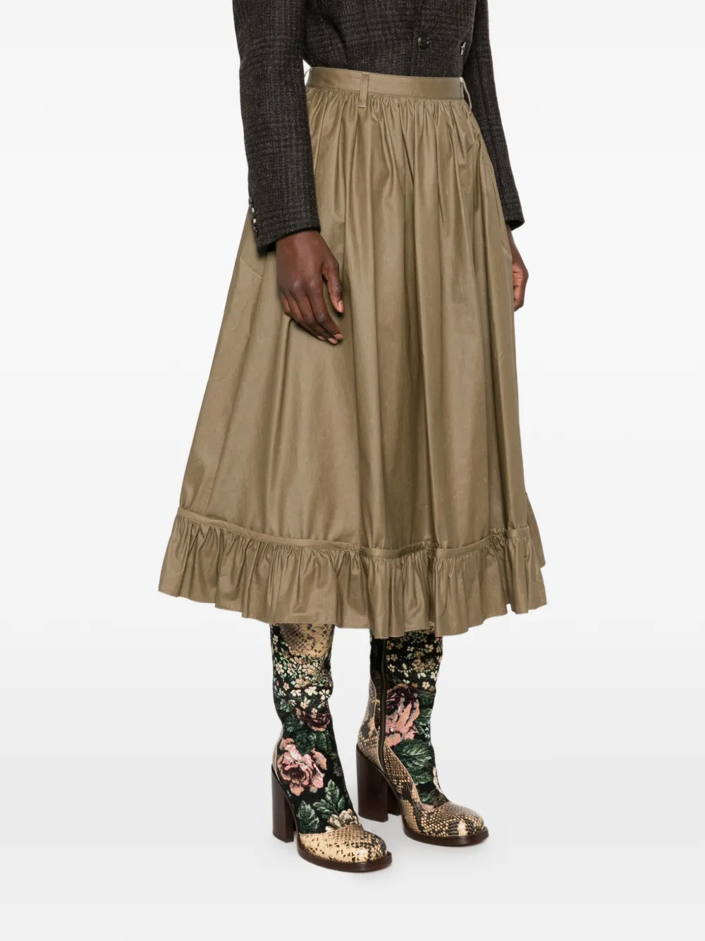 MM6 Maison Margiela Flared rok met ruches Groen