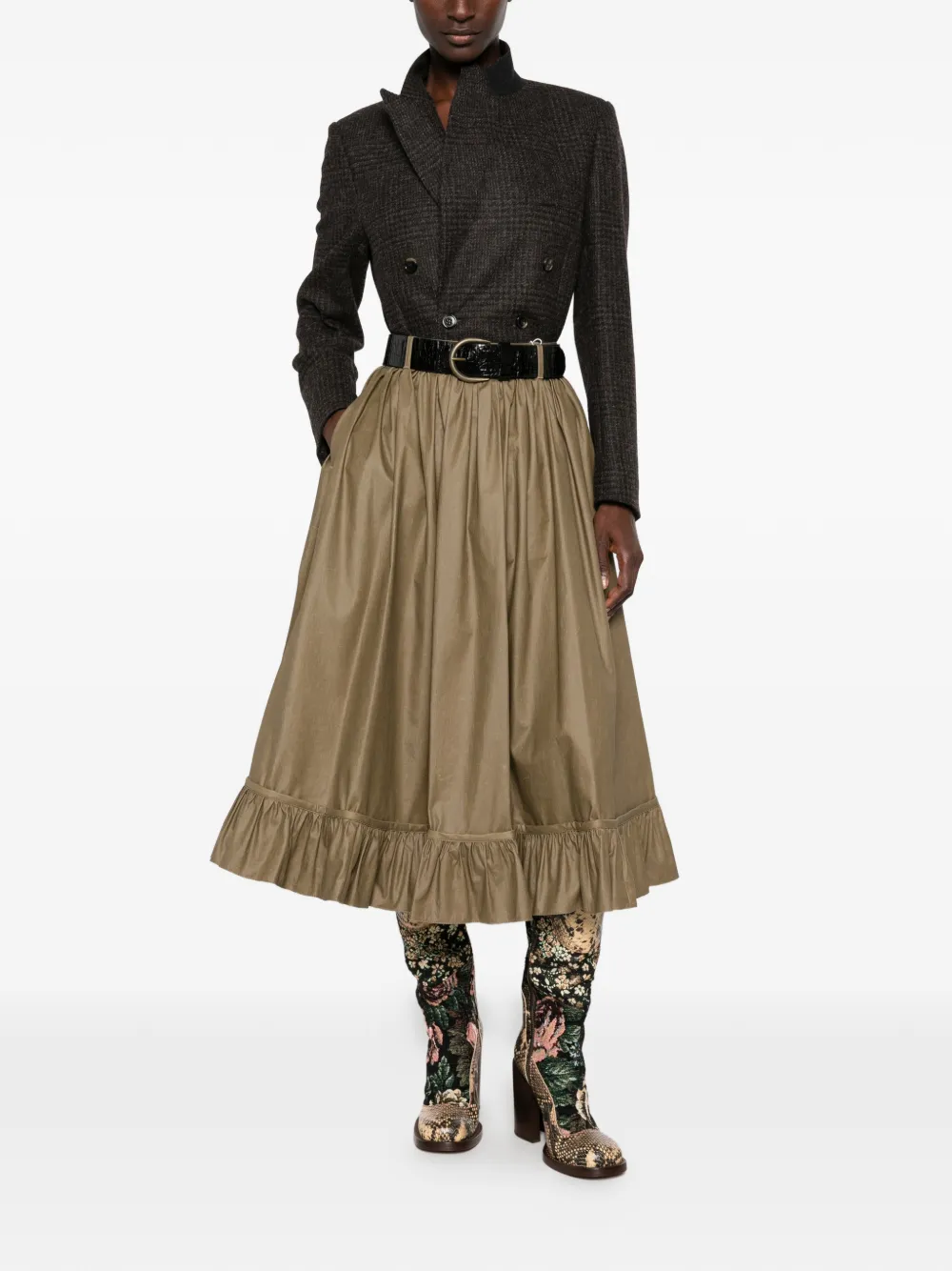 MM6 Maison Margiela Flared rok met ruches Groen