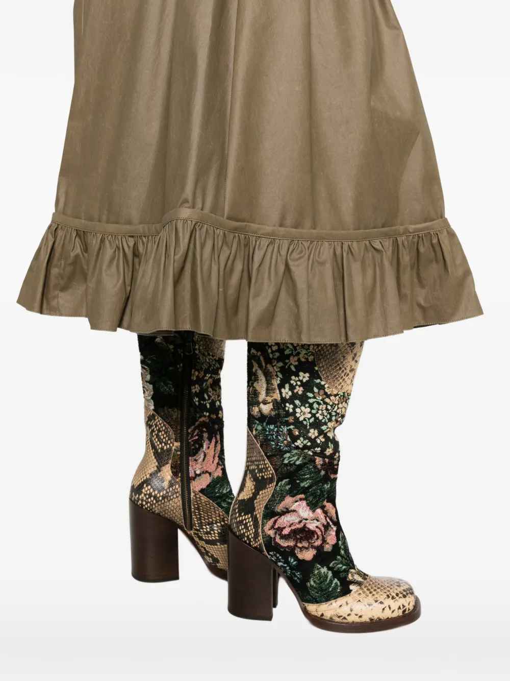 MM6 Maison Margiela Flared rok met ruches Groen