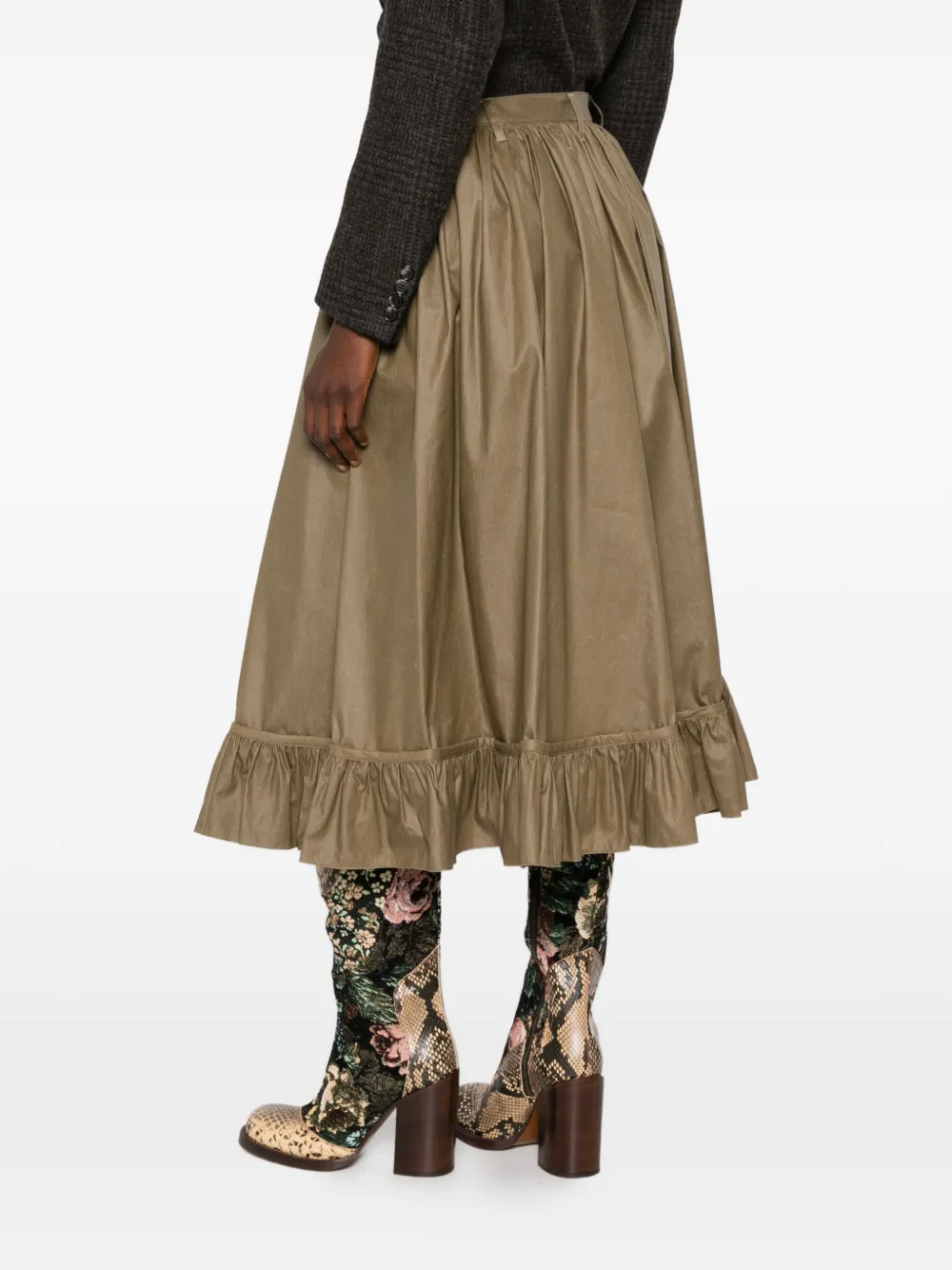 MM6 Maison Margiela Flared rok met ruches Groen