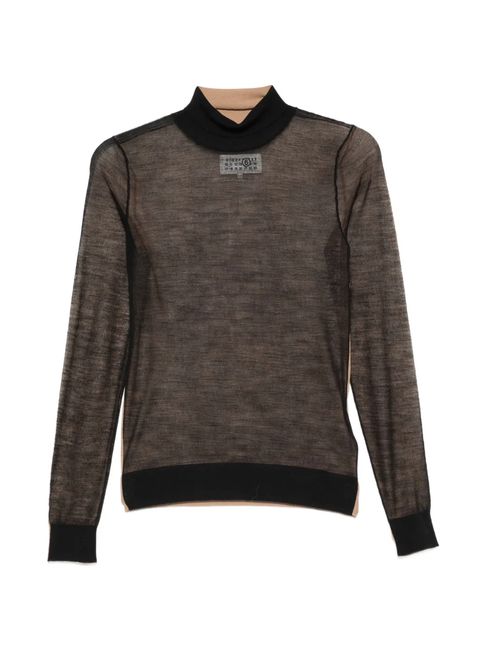 MM6 Maison Margiela sheer-knit high-neck sweater Zwart