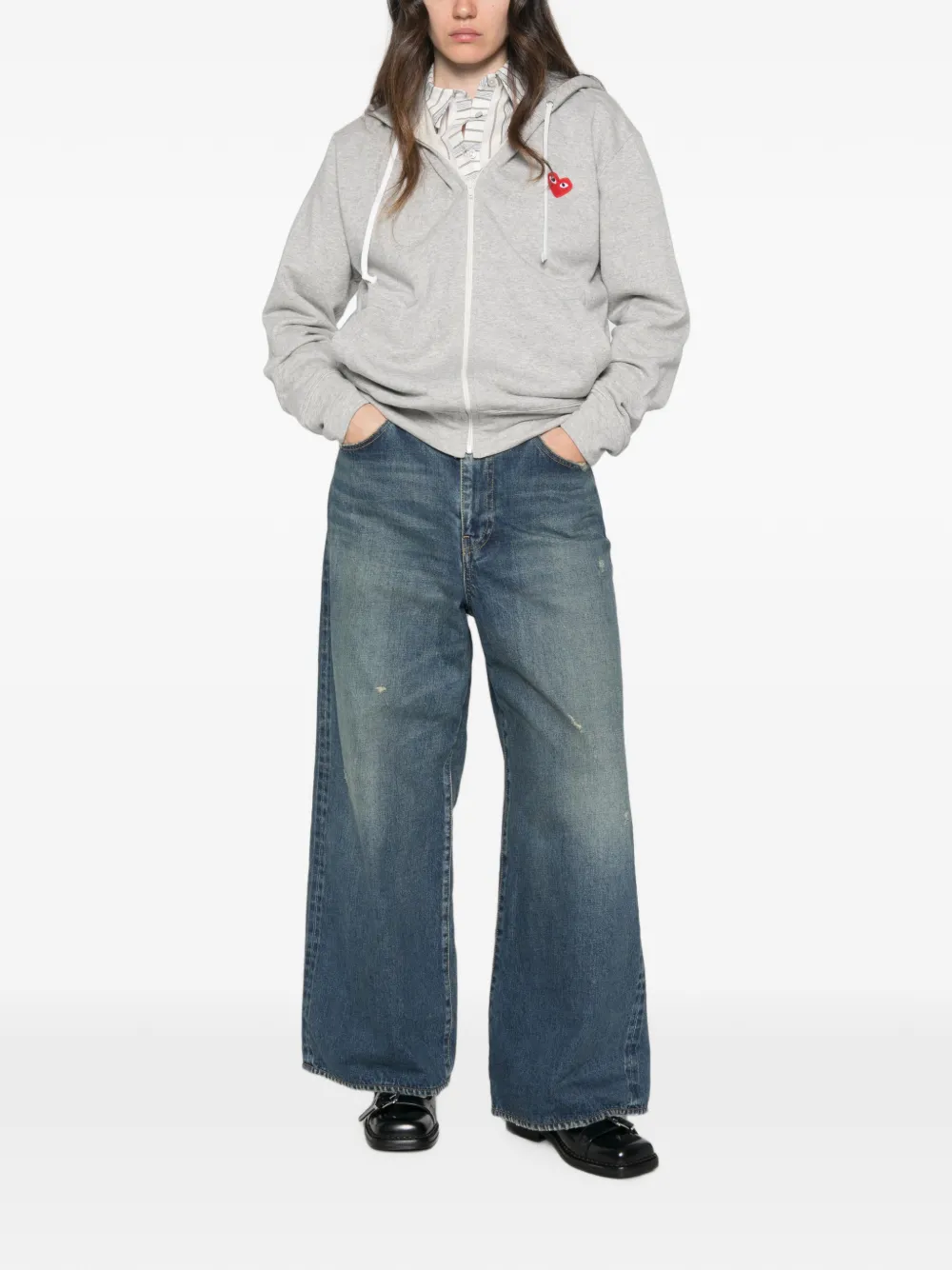 Comme Des Garçons Play Hoodie met logopatch Grijs