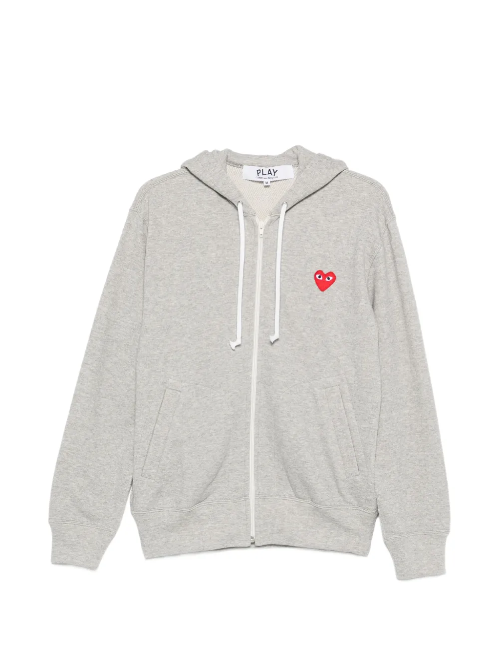 Comme Des Garçons Play Logo-patch Zip-up Hoodie In Grey