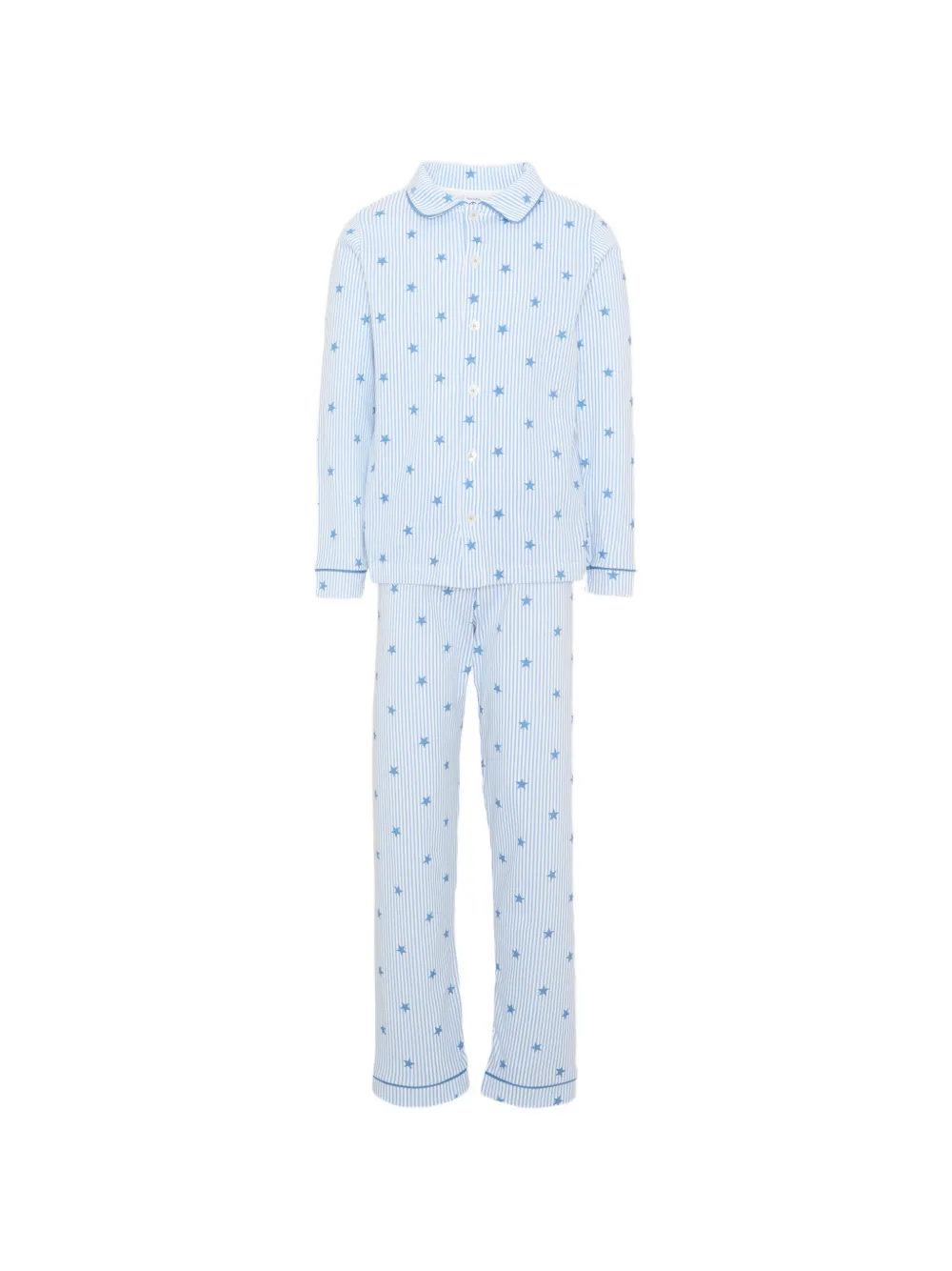 Petit Bateau Gestreifter Pyjama mit Stern-Print - Weiß