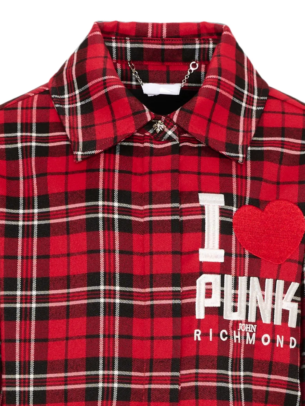 John Richmond Junior Geruit shirt met logo-patch en tartan-ruit Rood