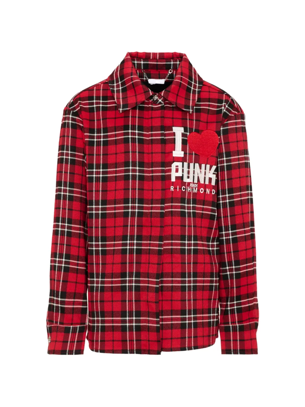 John Richmond Junior Kariertes Hemd mit Logo-Patch - Rot