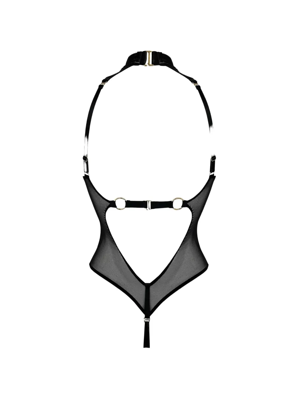 Bordelle Syra mesh body met hoge hals Zwart