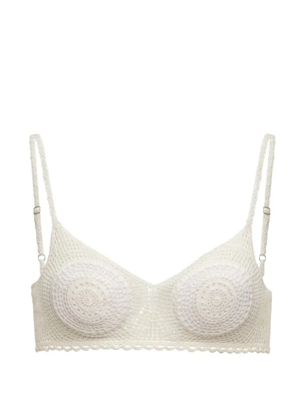 Magda Butrym Crochet-knit Bra in White