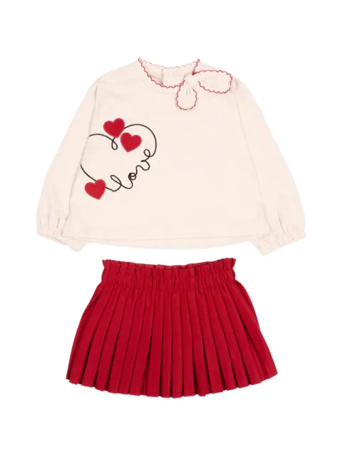 Mayoral bow-detail pleated skirt set