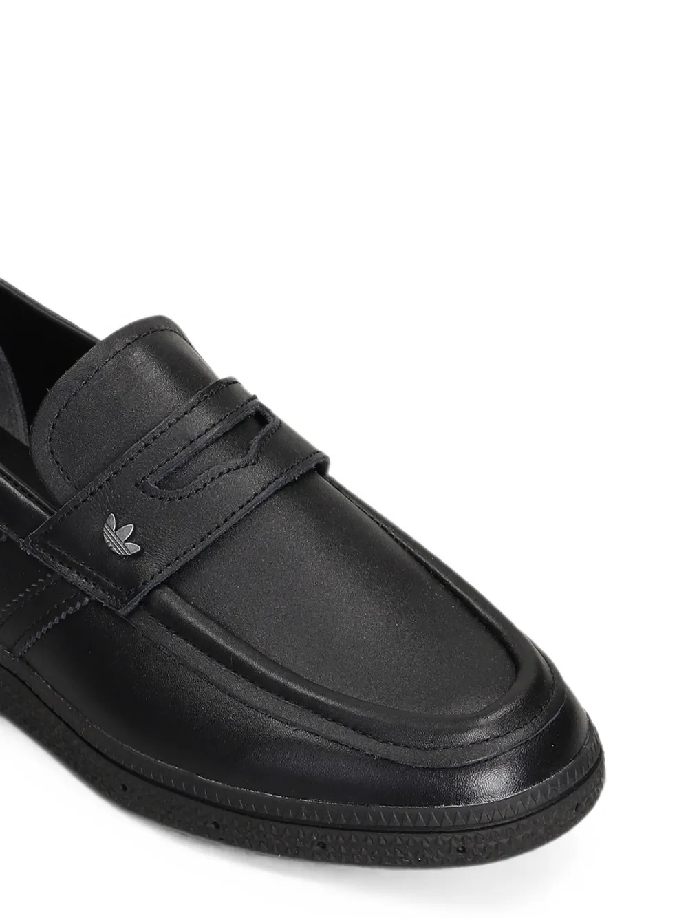 adidas logo-plaque leather loafers Zwart