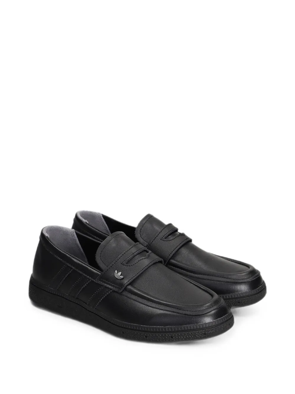 adidas logo-plaque leather loafers Zwart