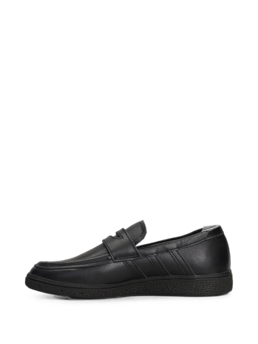 adidas logo-plaque leather loafers Zwart