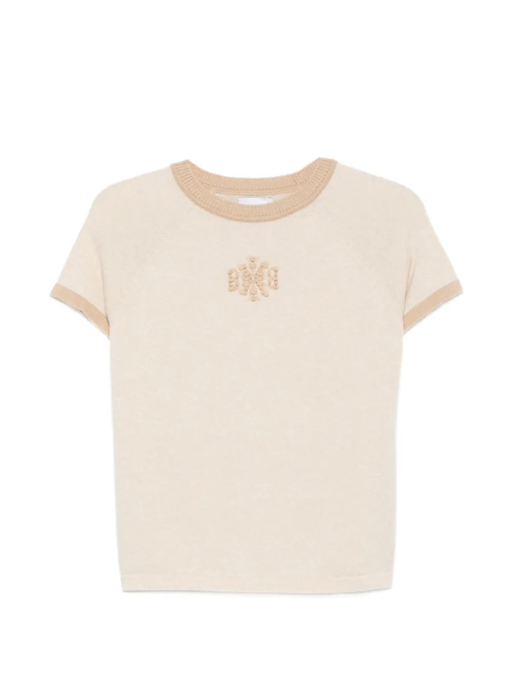 Barrie Logo-embroidered Cashmere T-shirt In Nude