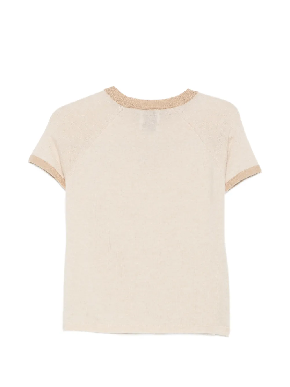 Barrie Kasjmier T-shirt met geborduurd logo Beige