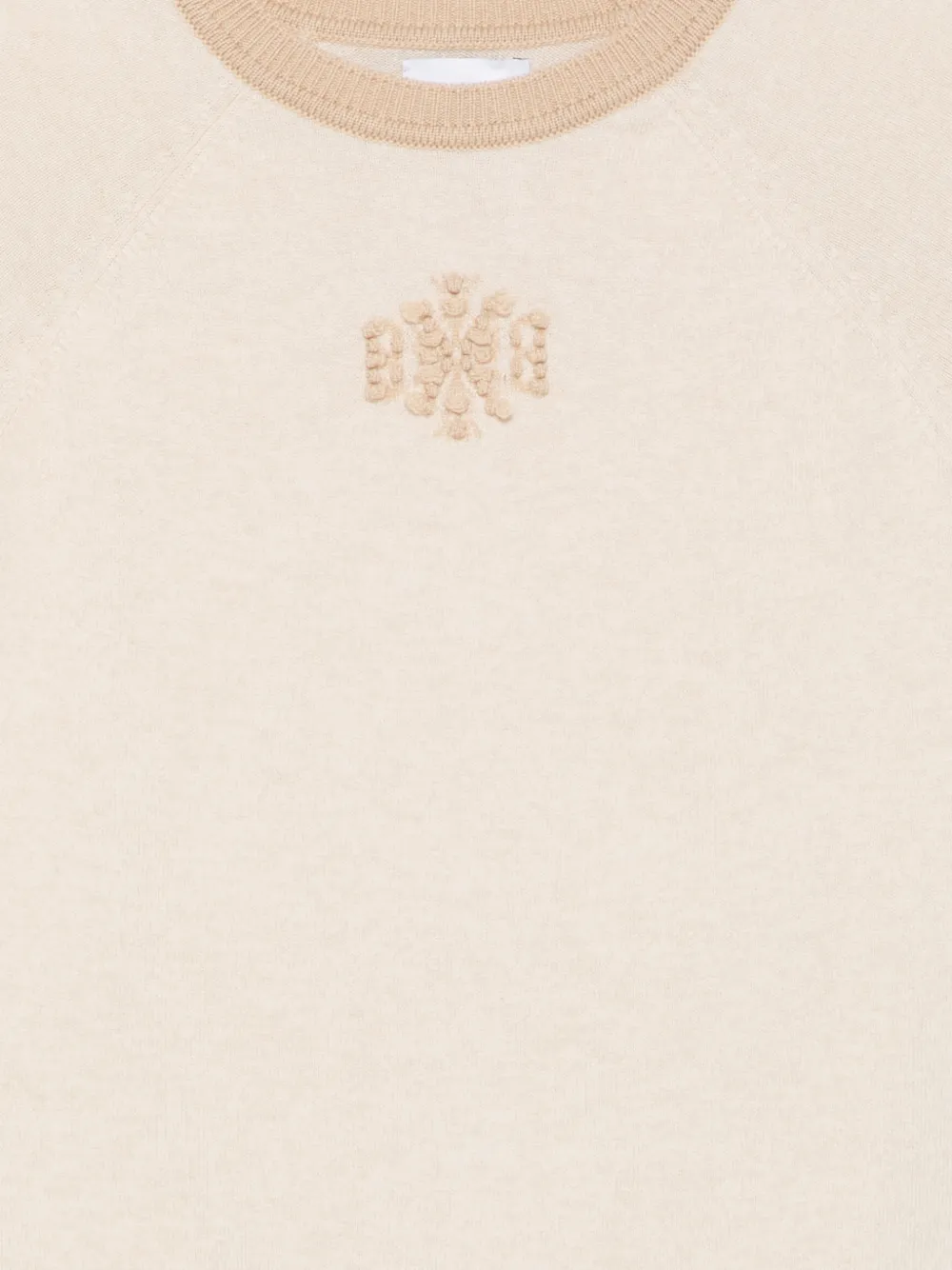 Barrie Kasjmier T-shirt met geborduurd logo Beige