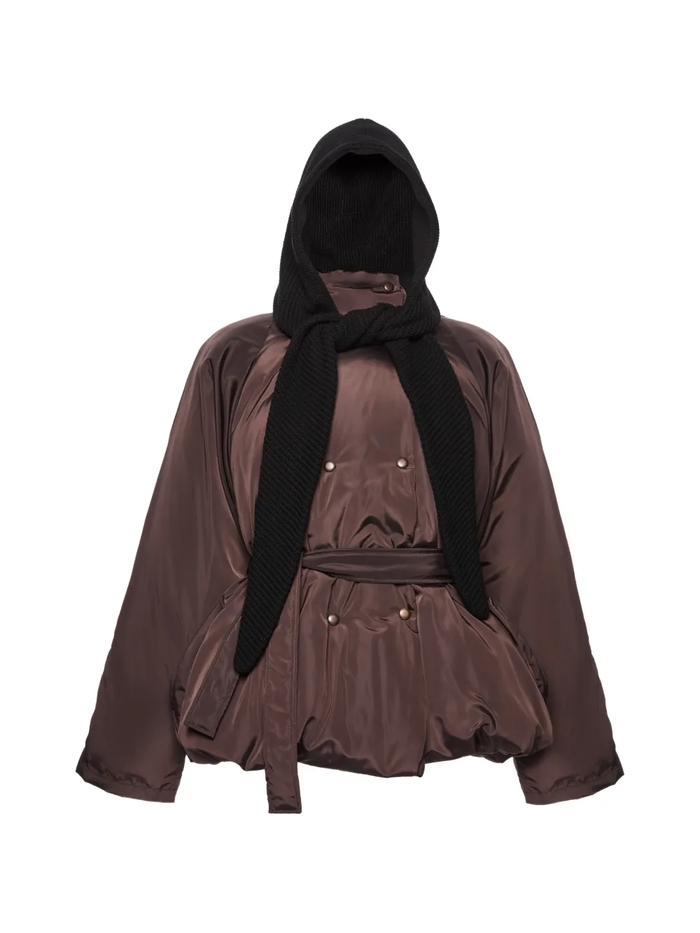 Magda Butrym belted hooded bomber jacket - Braun