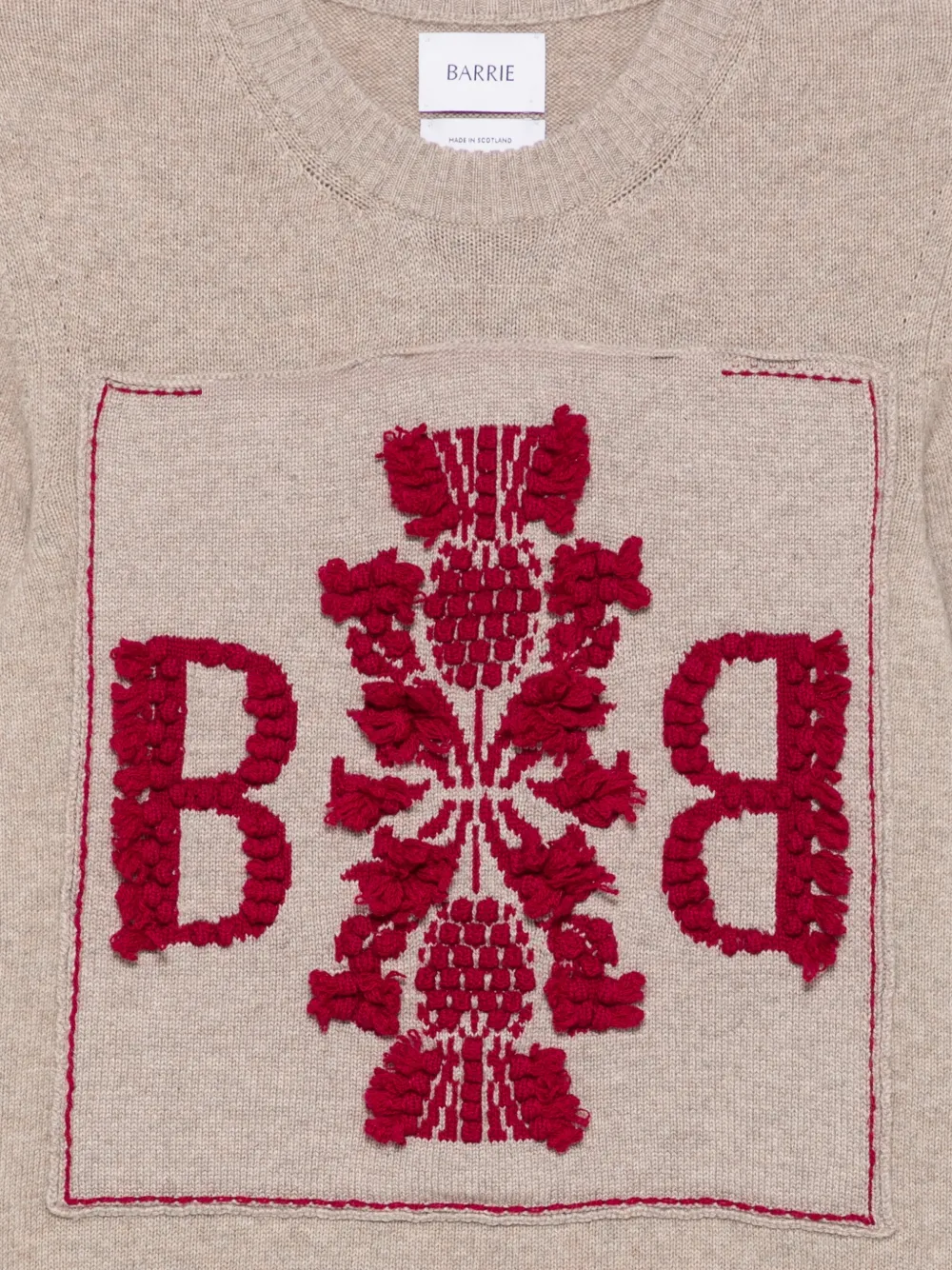 Barrie Kasjmier trui met logopatch Beige