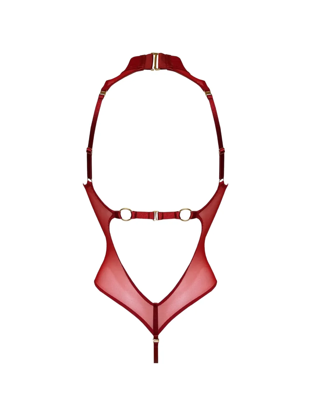 Bordelle Signature mesh body met hoge hals Rood