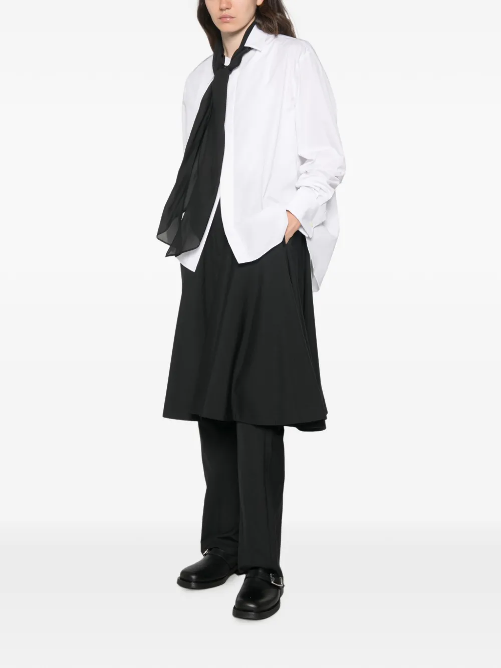sacai Broek met geplooide laag Zwart