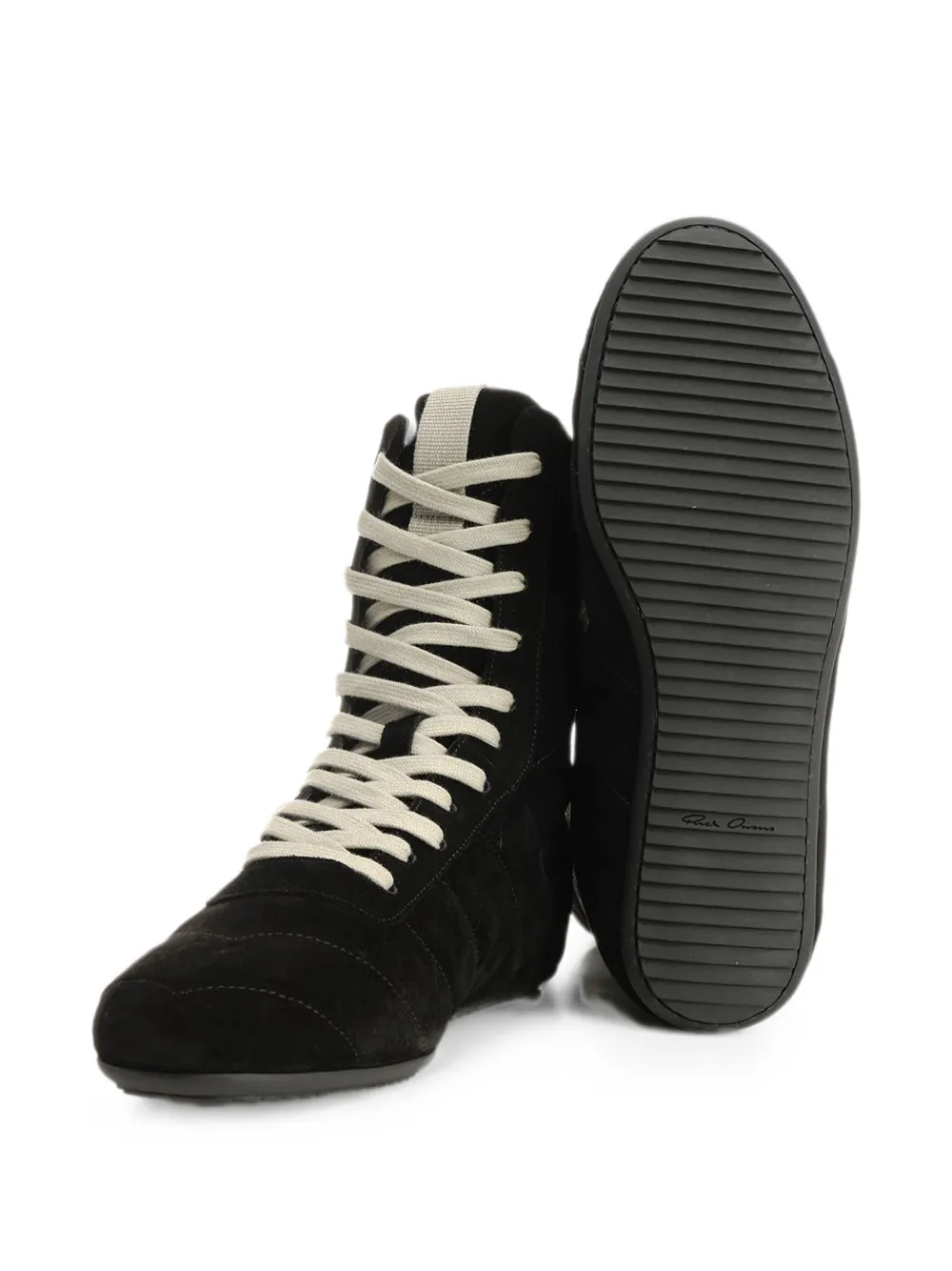 Rick Owens chevron-quilted high-top sneakers Zwart