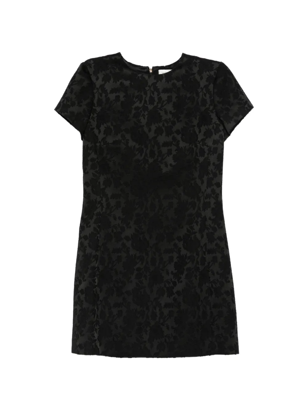 Saint Laurent Blumiges Jacquard-Kleid - Schwarz