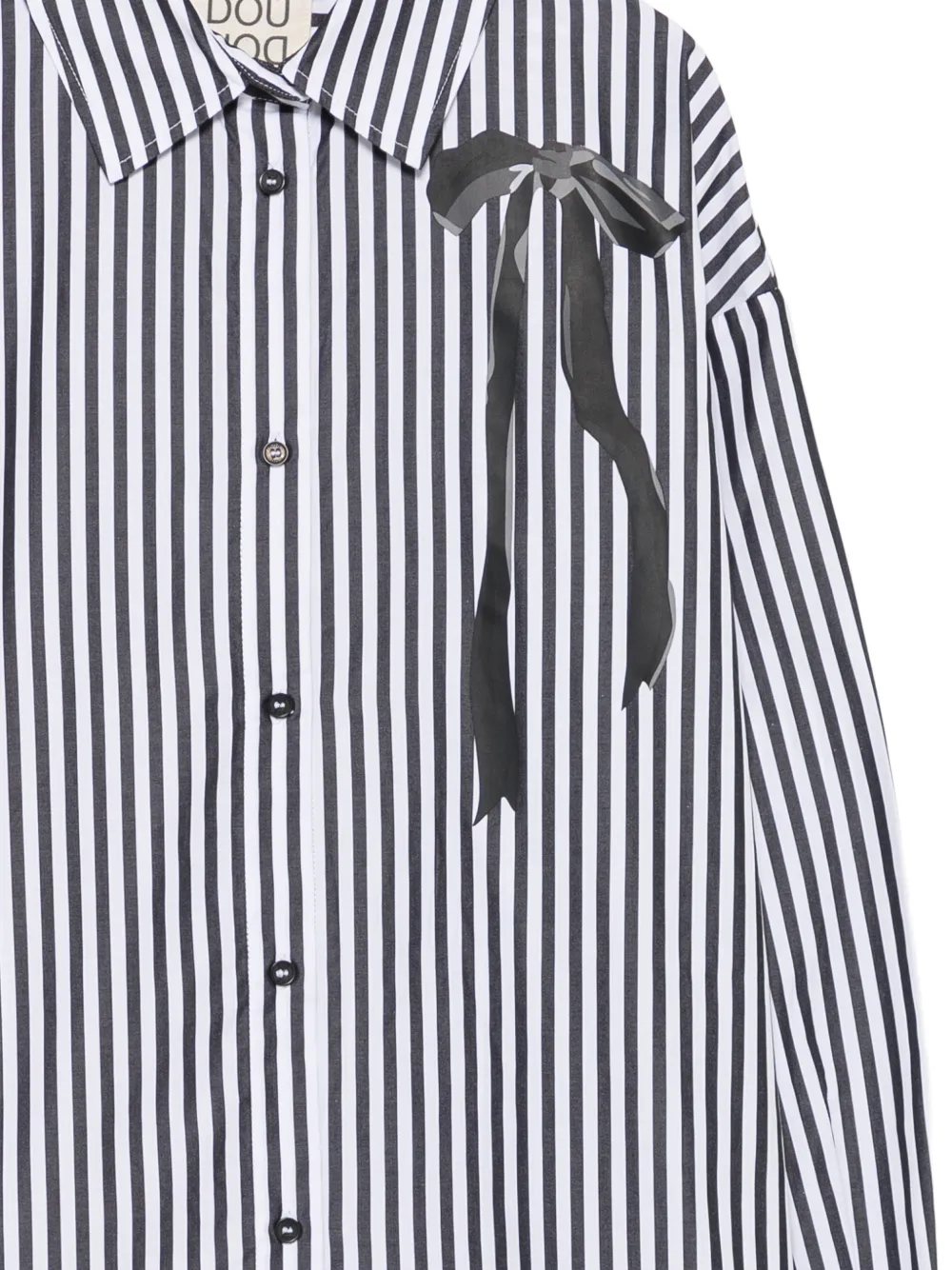 Douuod Kids Gestreept shirt met strikdetail Wit