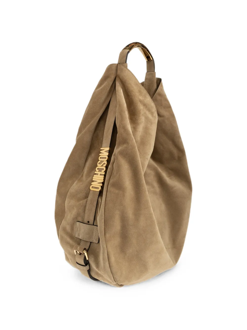 Moschino Handle Me suède schoudertas Beige