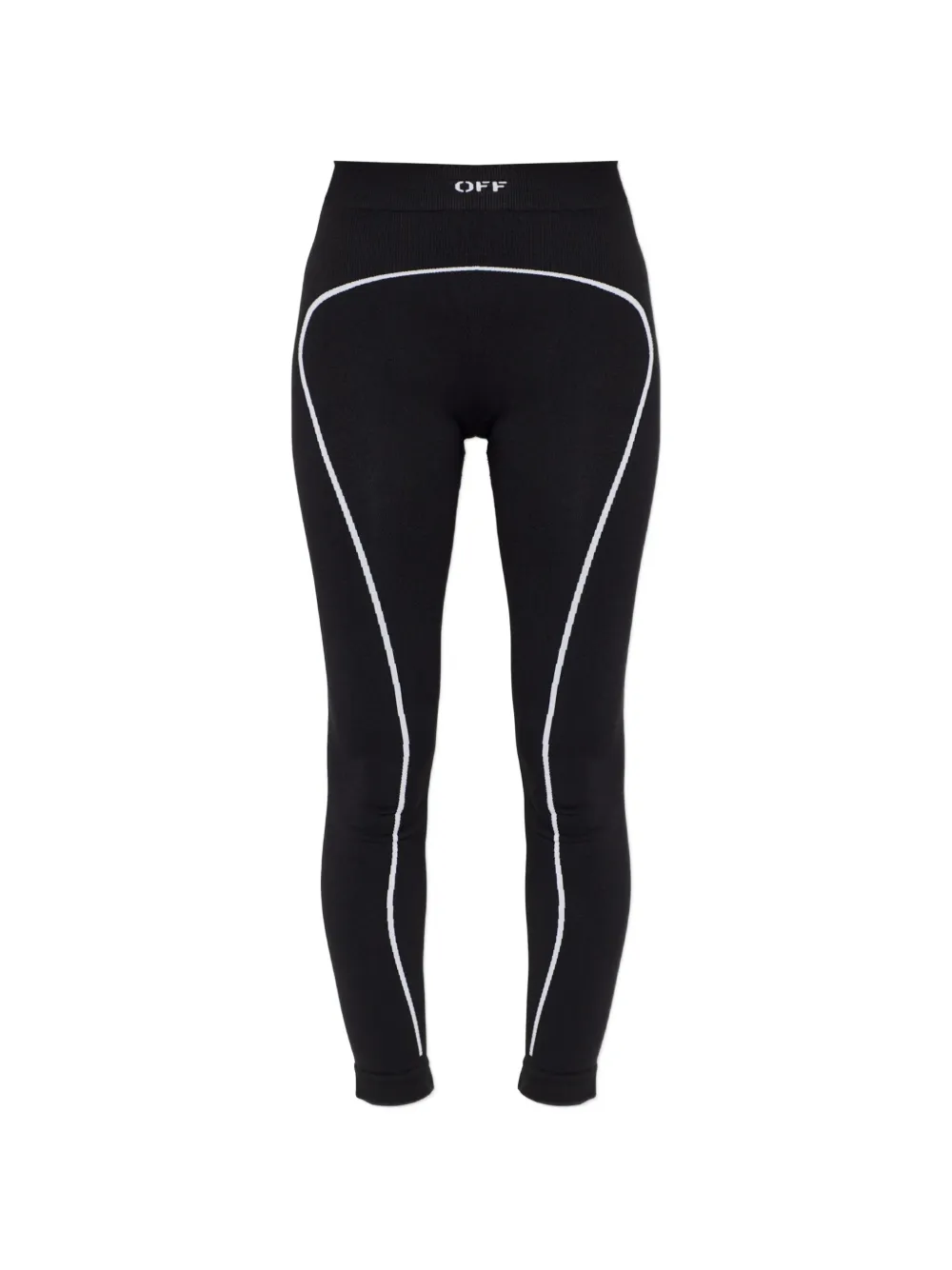 Off-White logo-print panelled leggings - Nero