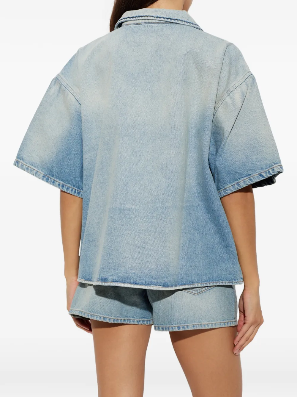 Off-White Overhemd met logopatch en korte mouwen Blauw