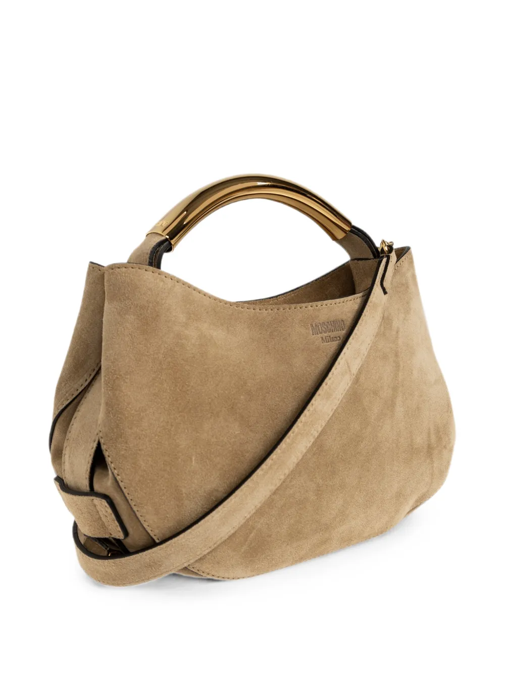 Moschino Suède shopper met logo-reliëf Beige