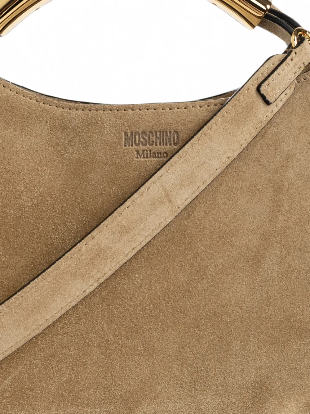 Moschino Suède shopper met logo-reliëf Beige