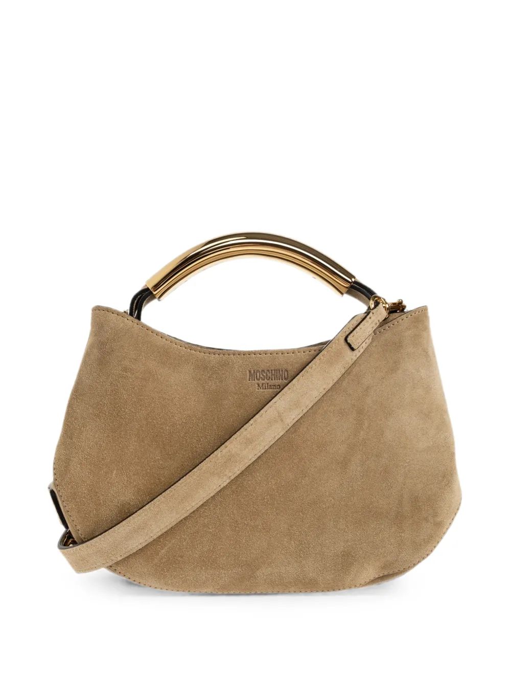 Moschino suede logo-embossed tote bag - Toni neutri