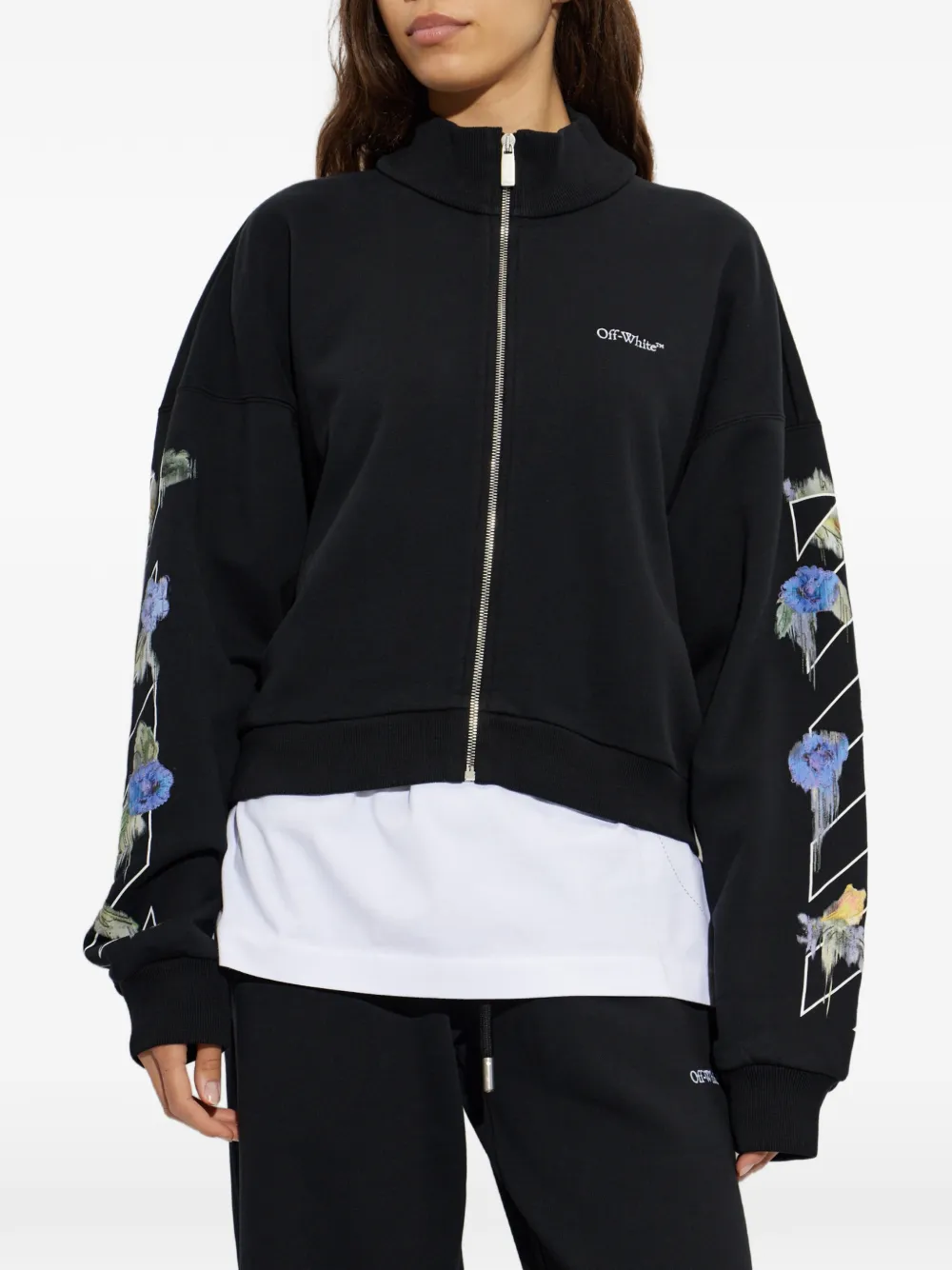 Off-White Sweater met bloemenprint Zwart
