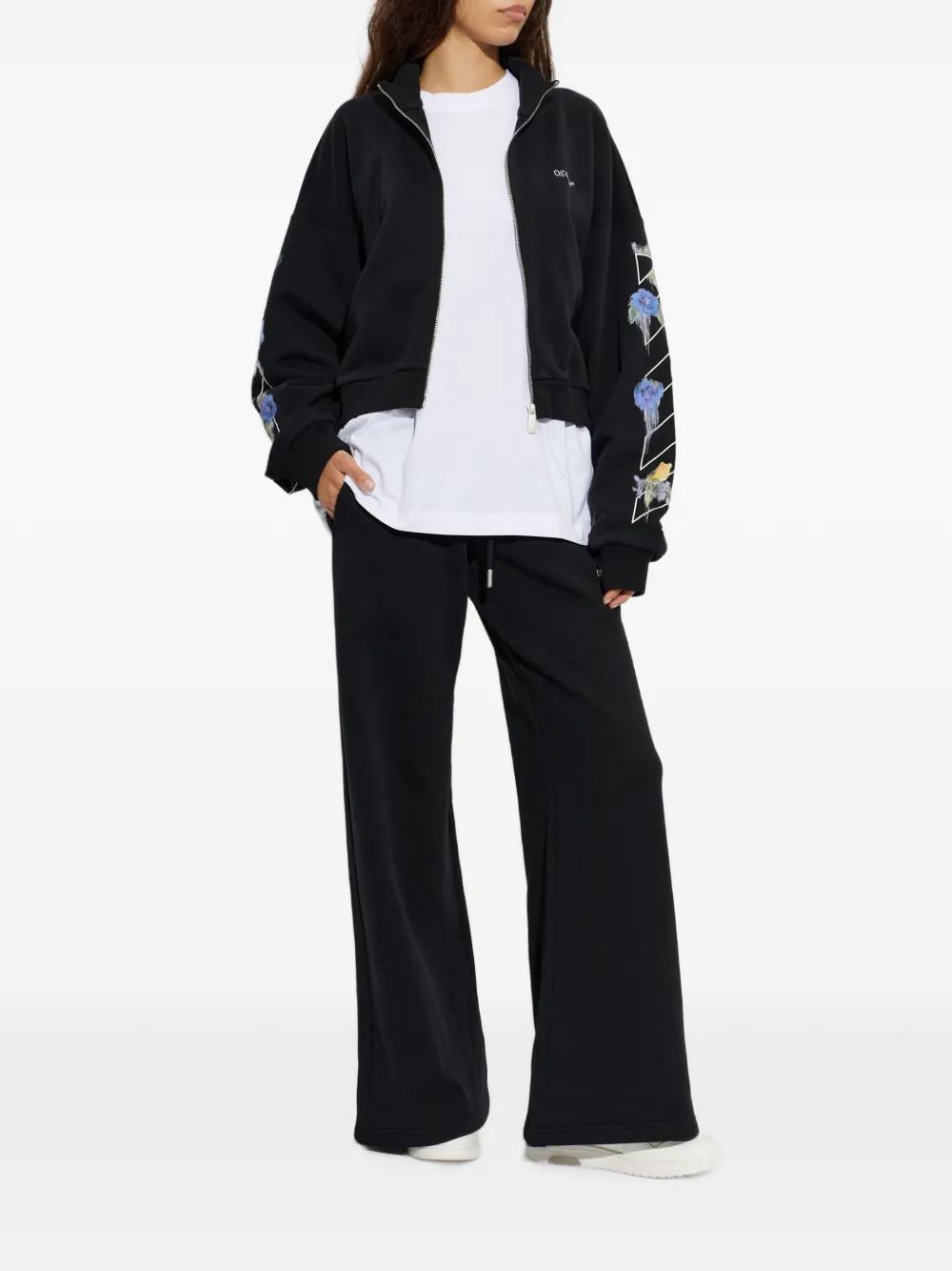 Off-White Sweater met bloemenprint Zwart