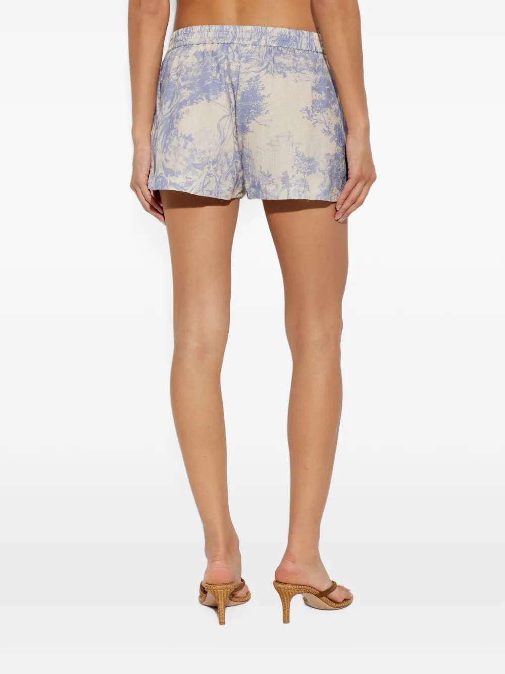 Off-White Shorts met elastische taille en print Beige