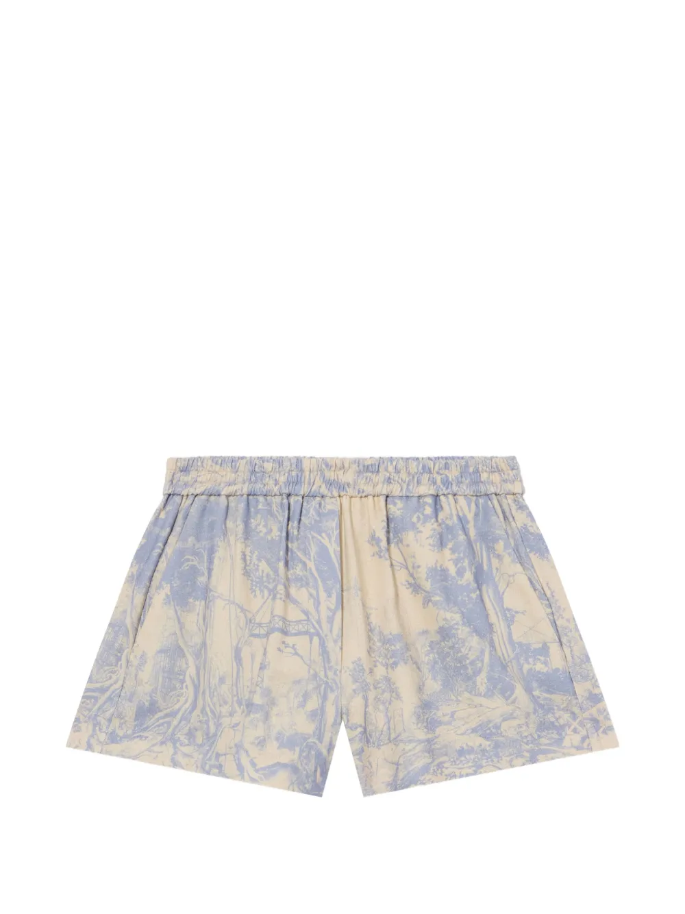 Off-White Shorts met elastische taille en print Beige