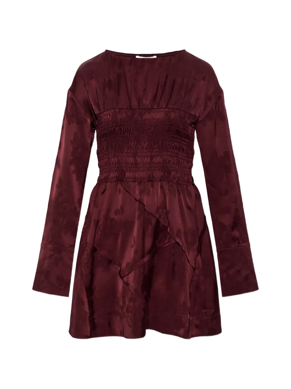 GANNI shirred floral-pattern mini dress - Rosso