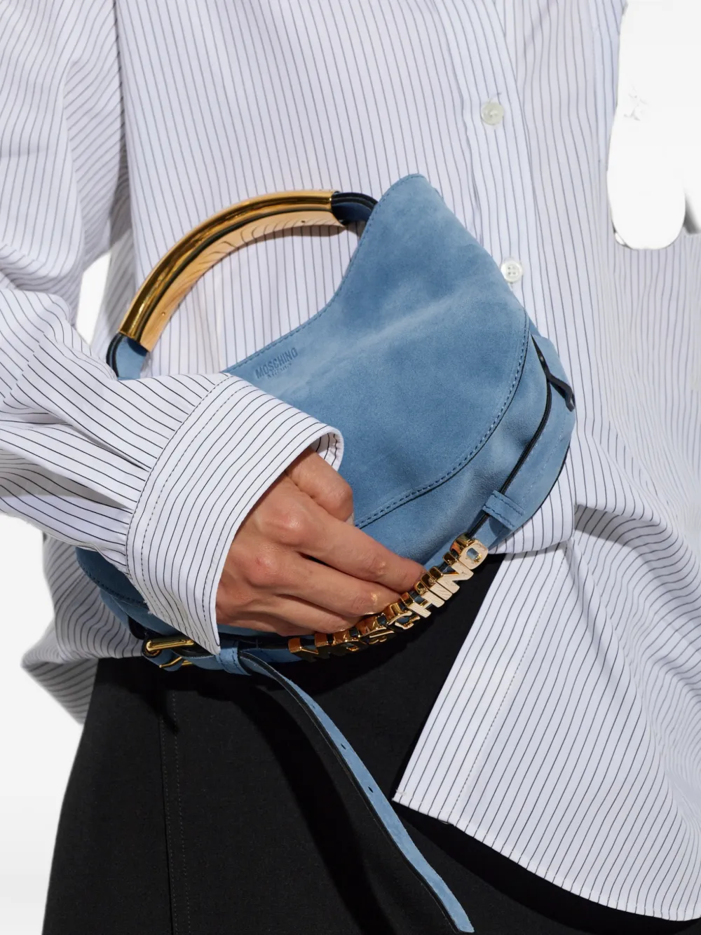 Moschino Shopper met logoplakkaat Blauw