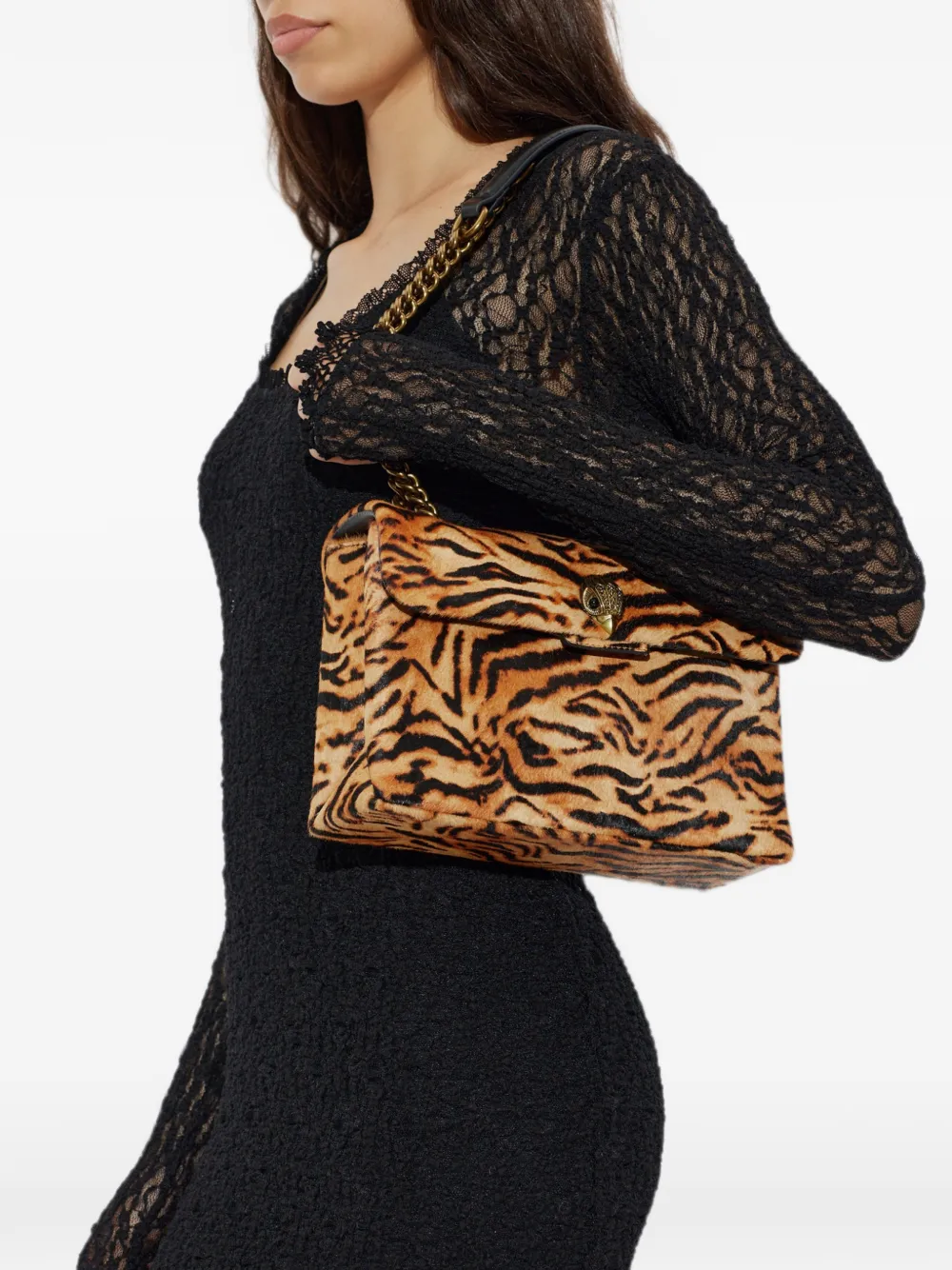 Kurt Geiger London Kensington schoudertas met tijgerprint Bruin
