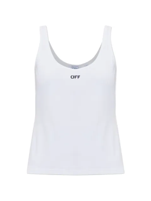 Off-White Geripptes Oberteil mit Logo-Stickerei