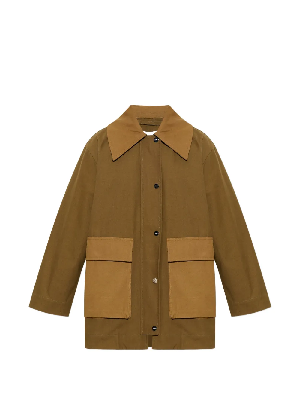 GANNI patch-pocket cotton military jacket - Verde
