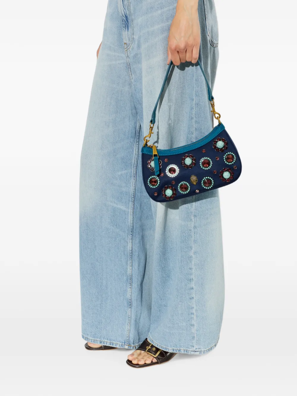 Kurt Geiger London Sloane gem-embellished shoulder bag Blauw