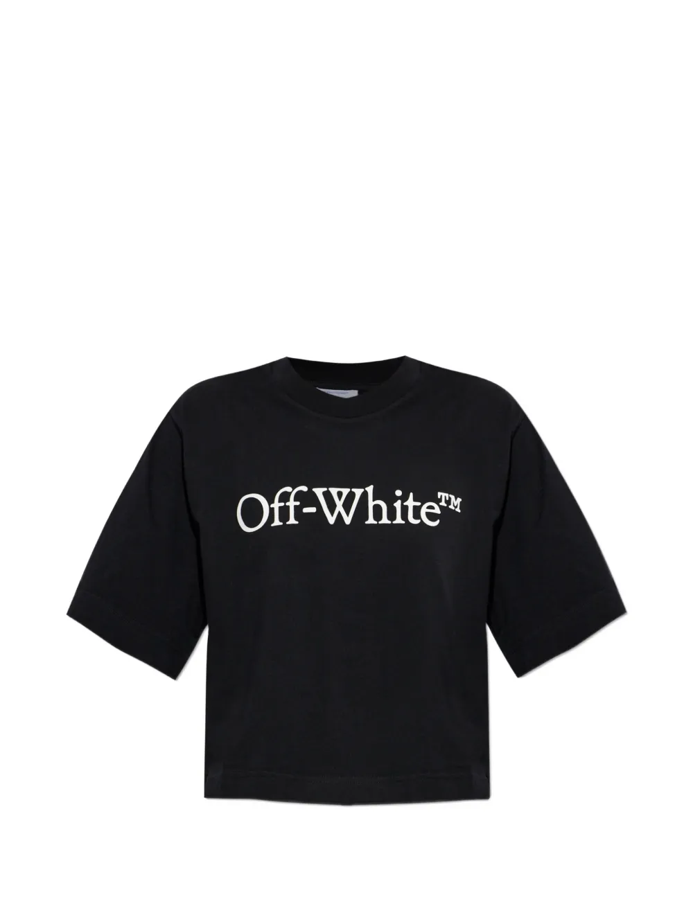 Off-white Logo-print Cropped T-shirt In Black
