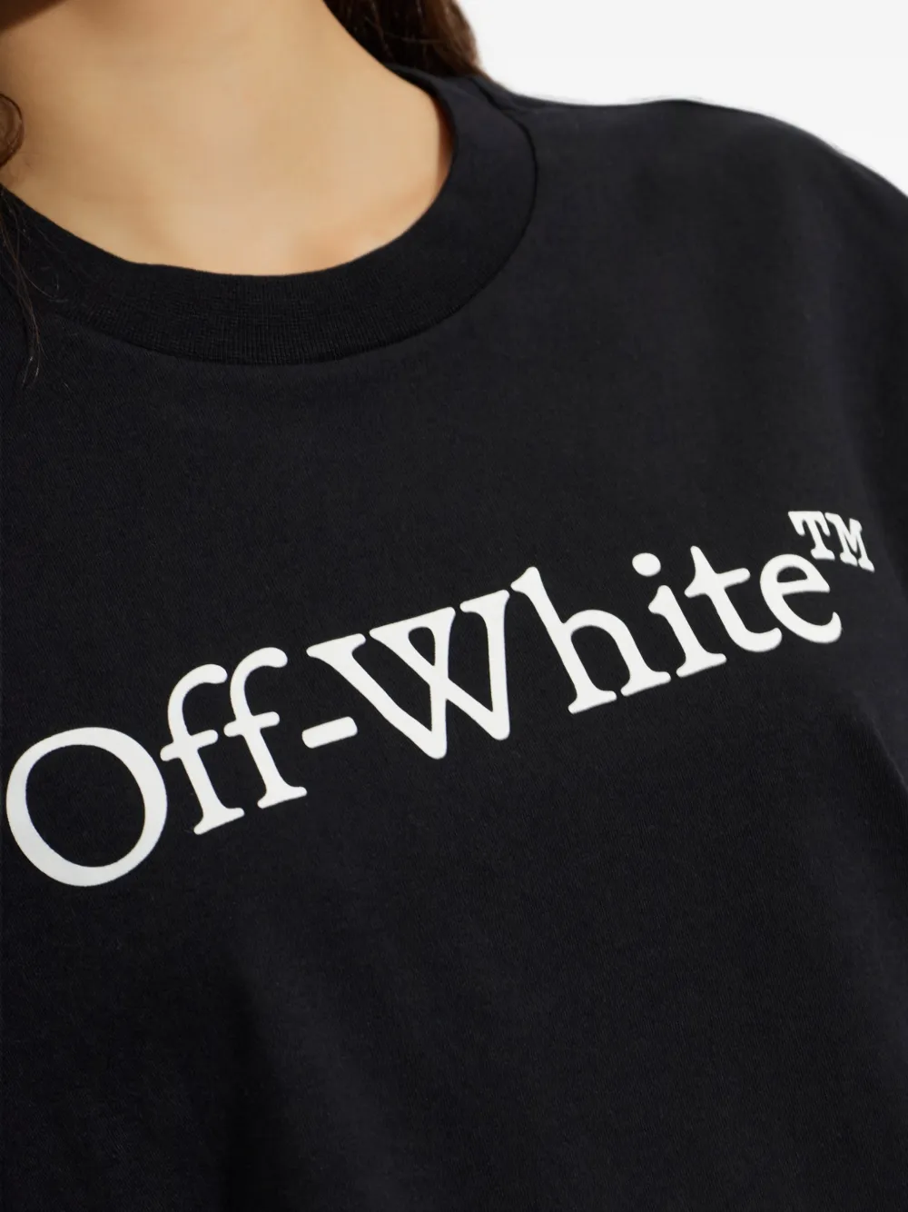Off-White Cropped T-shirt met logoprint Zwart