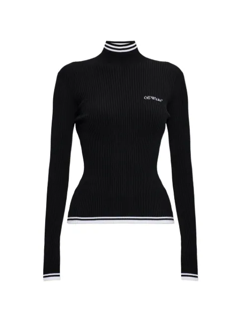 Off-White top tejido de canalé con cuello de tortuga